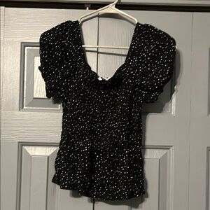 Black and white polka dot blouse